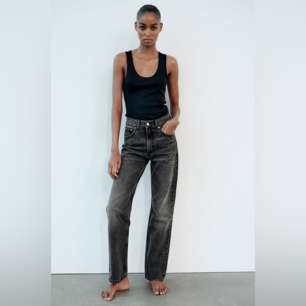 NWT Zara TRF Straight Leg Jeans High Waist — Size 30/10 in Anthracite Grey